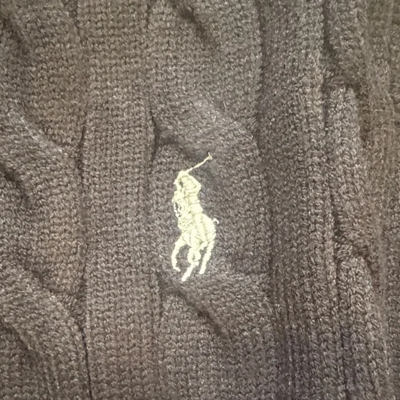 Polo by Ralph Lauren Black Cable-Knit Button Cardigan with Logo - Picture 4 of 4